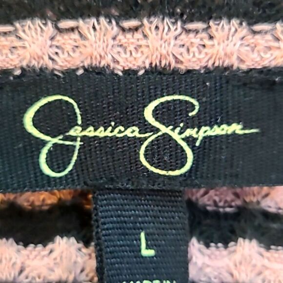 Jessica Simpson Pink & Black Stripe Sweater, Size Large - Picture 5 of 6